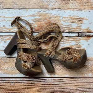 ROAN leather heeled strappy sandals